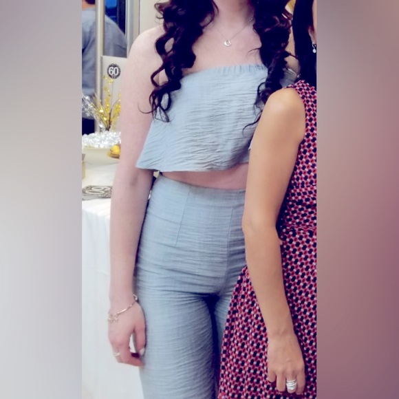 Gray Trousers with Elastic Waistband and Tapered Legs - Picture 2 of 4